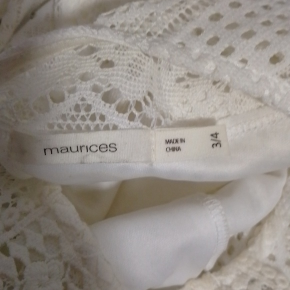 Maurices white and green dress. Crochet top flowy  bottom. Fully lined. Size 3/4 - Picture 5 of 5
